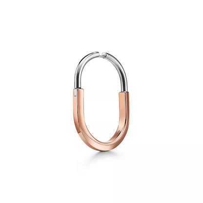 [Hevara Jewelry]LOCK EARRINGS ROSE AND WHITE GOLD DIAMONDS EXTRA LARGE