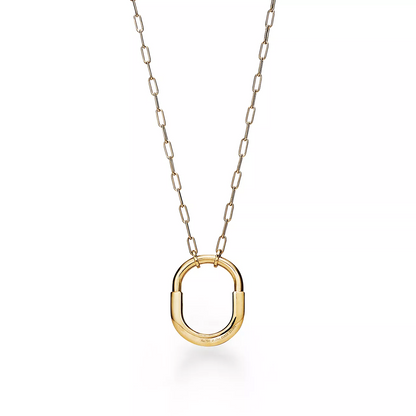 [Hevara Jewelry]LOCK NECKLACE MEDIUM PENDANT GOLD PAVED DIAMONDS