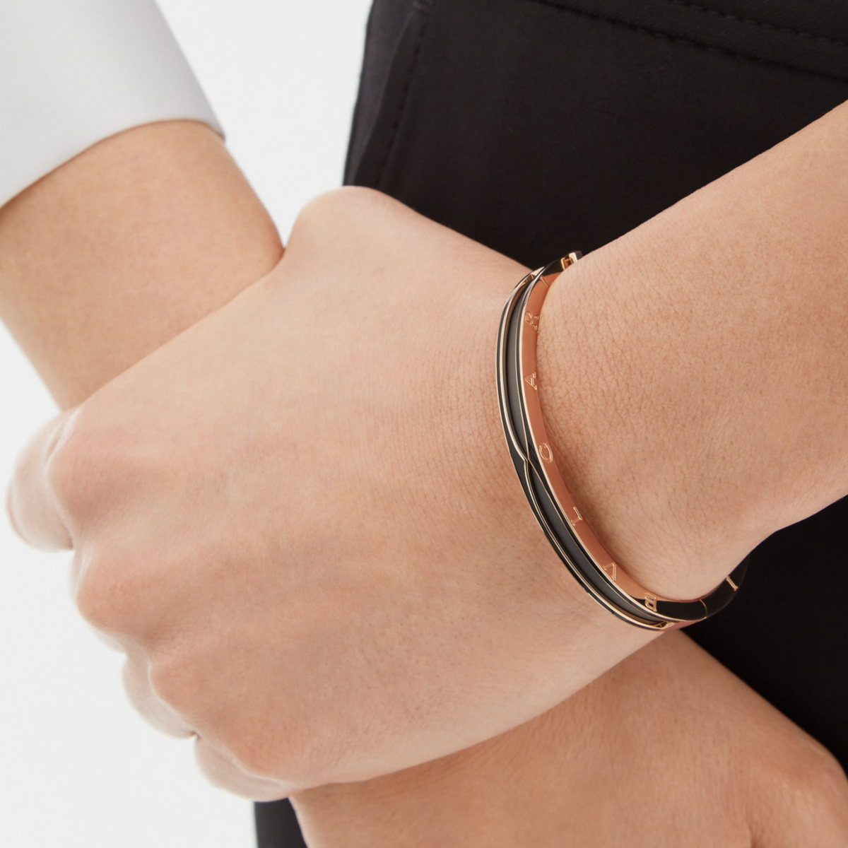 [⭐Hevara Jewelry]ZERO 1 PINK GOLD WITH MATTE BLACK CERAMIC BRACELET