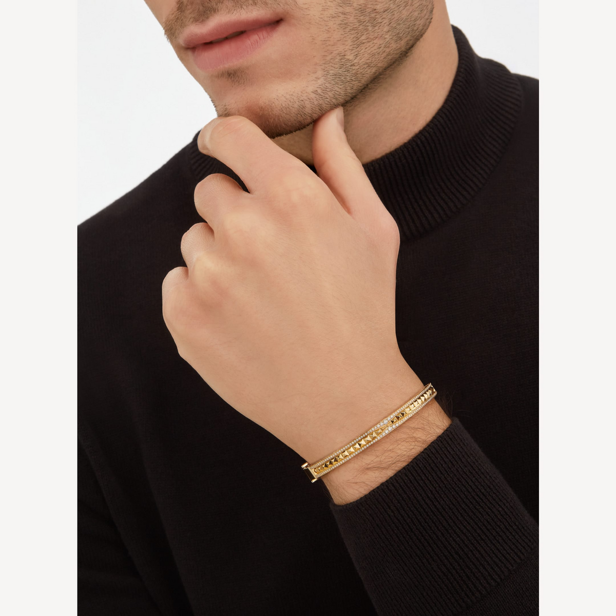[⭐Hevara Jewelry]ZERO 1 SPIRAL AND PAVED DIAMOND GOLD BRACELET