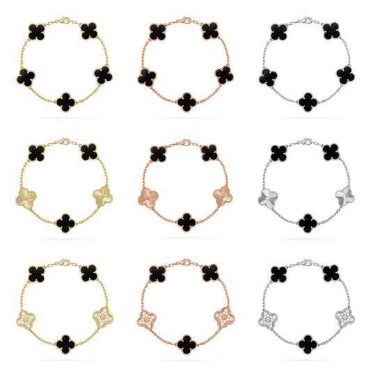 [⭐Hevara Jewelry] CLOVER 5 MOTIF ONYXS BRACELET COLLECTION