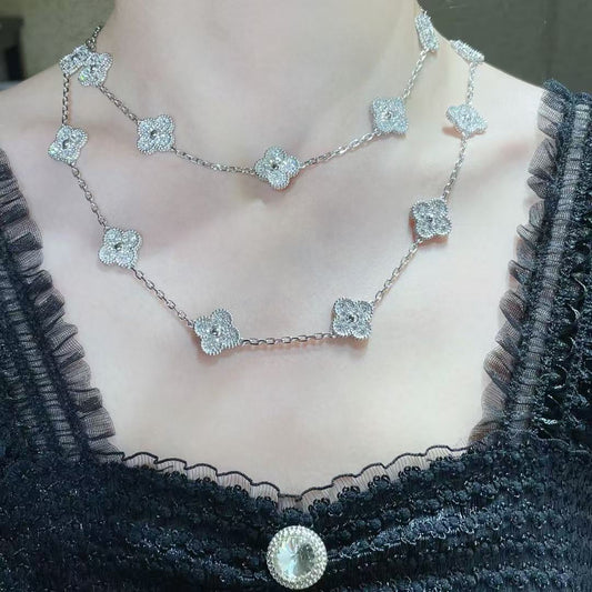 [⭐Hevara Jewelry]CLOVER 20 MOTIFS FULL-DIAMOND NECKLACE