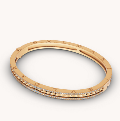 [⭐Hevara Jewelry]ZERO 1 SPIRAL AND PAVED DIAMOND GOLD BRACELET