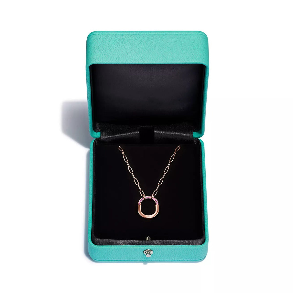 [Hevara Jewelry]LOCK SMALL PENDANT PINK DIAMOND PINK GOLD NECKLACE