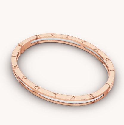 [⭐Hevara Jewelry]ZERO 1 PINK GOLD WITH WHITE CERAMIC BRACELET