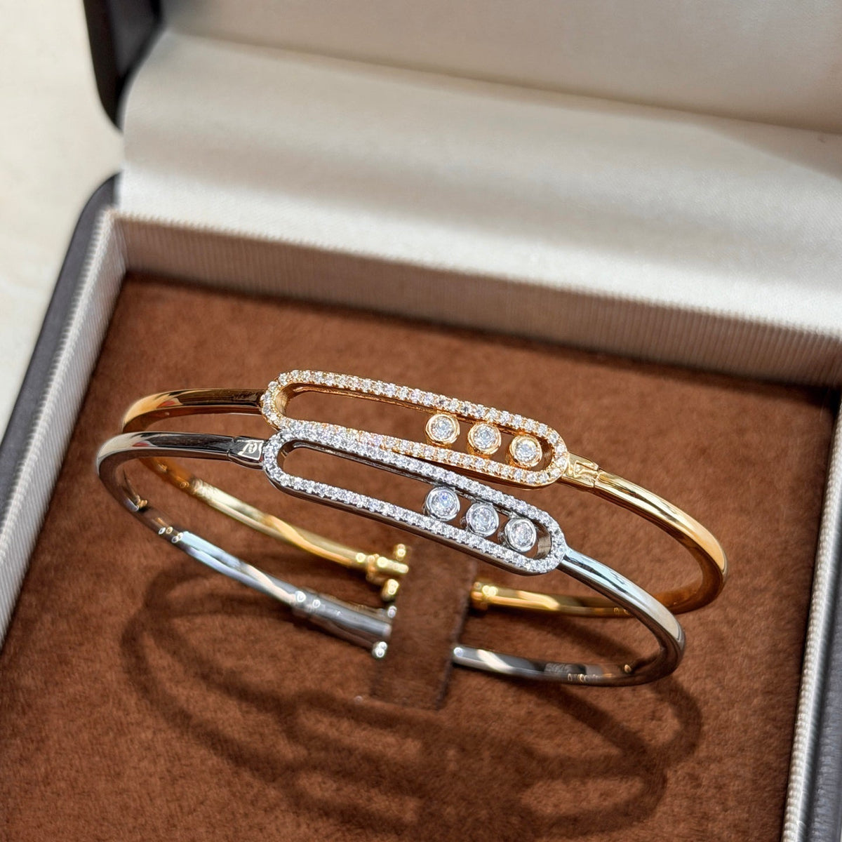 [⭐Hevara Jewelry]Move Pavé Diamond Bangle Bracelet M