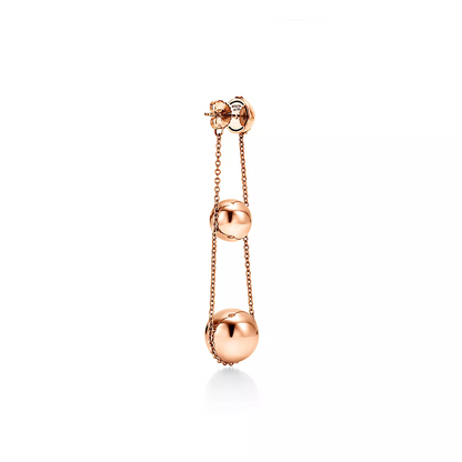 [Hevara Jewelry]TRIPLE DROP PINK GOLD EARRINGS