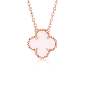 [⭐Hevara Jewelry]CLOVER 15MM PINK MOTHER-OF-PEARL SINGLE FLOWER NECKLACE