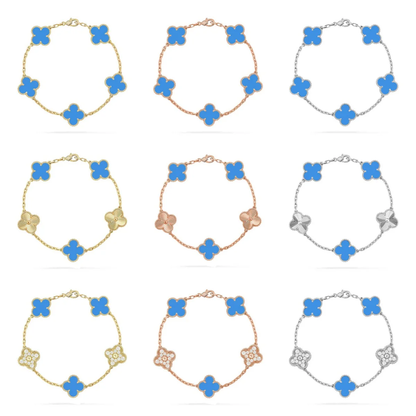 [⭐Hevara Jewelry] CLOVER 5 MOTIF BLUE AGATE BRACELET COLLECTION