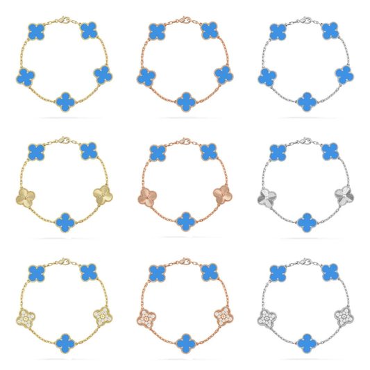 [⭐Hevara Jewelry] CLOVER 5 MOTIF BLUE AGATE BRACELET COLLECTION