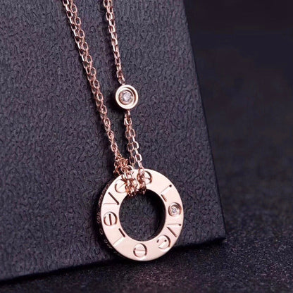 [⭐Hevara Jewelry]LOVE NECKLACE 16MM 2 DIAMONDS