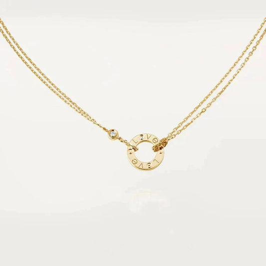 [⭐Hevara Jewelry]LOVE NECKLACE 16MM 2 DIAMONDS