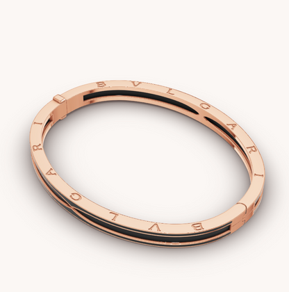 [⭐Hevara Jewelry]ZERO 1 PINK GOLD WITH MATTE BLACK CERAMIC BRACELET