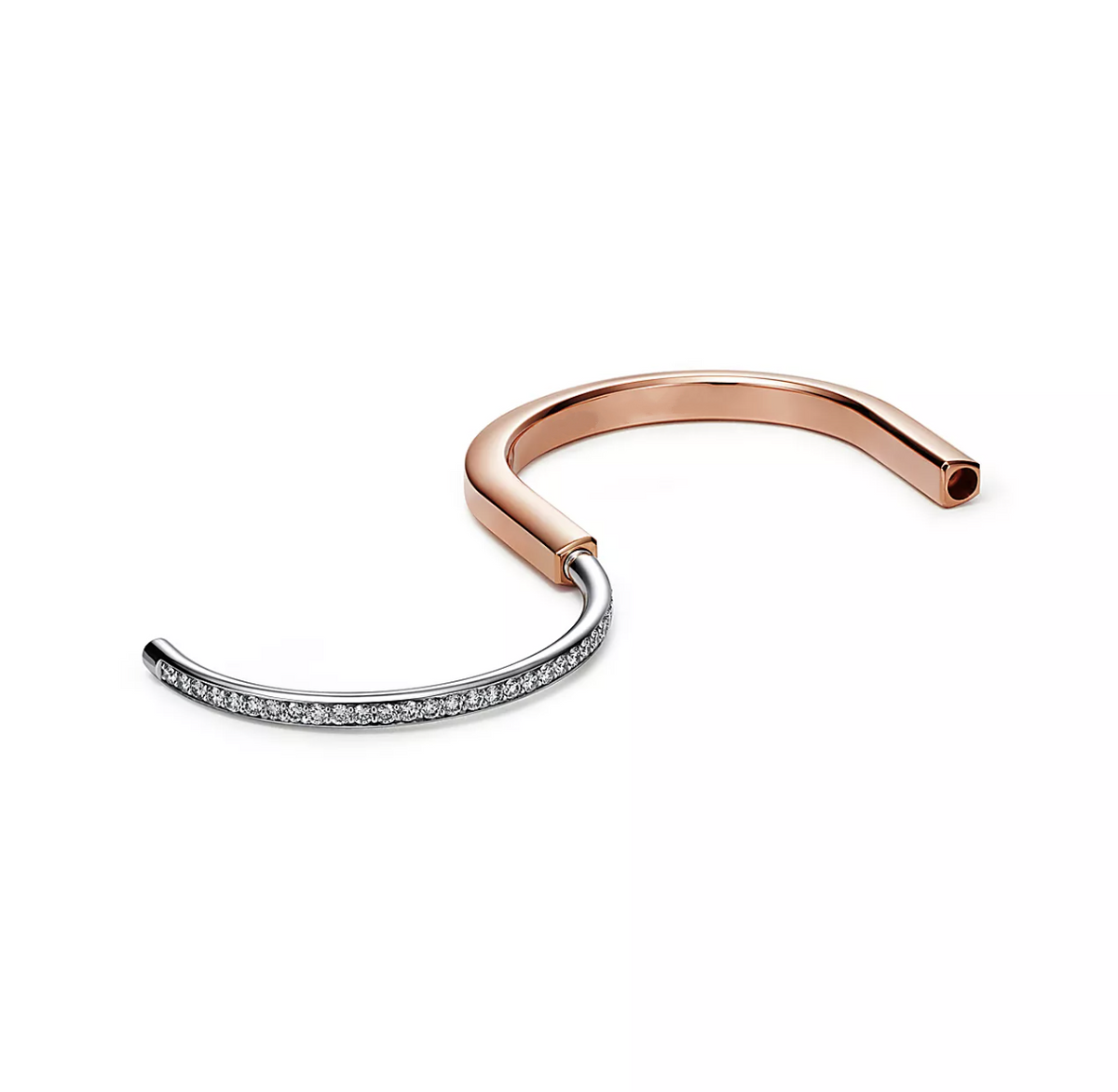 [Hevara Jewelry]LOCK BRACELET ROSE AND WHITE GOLD DIAMOND