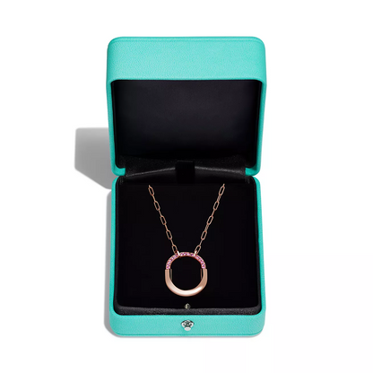 [Hevara Jewelry]LOCK MEDIUM PENDANT PINK DIAMOND PINK GOLD NECKLACE