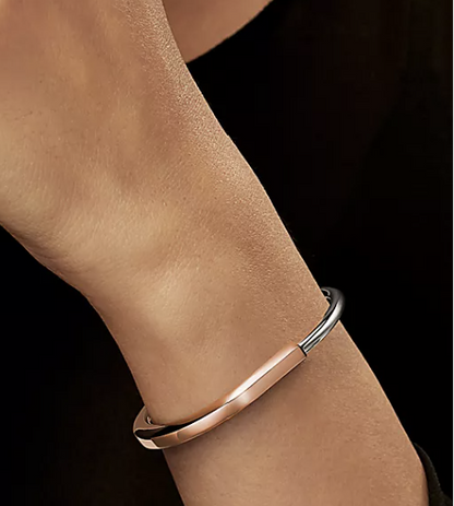[Hevara Jewelry]LOCK BRACELET ROSE AND WHITE GOLD