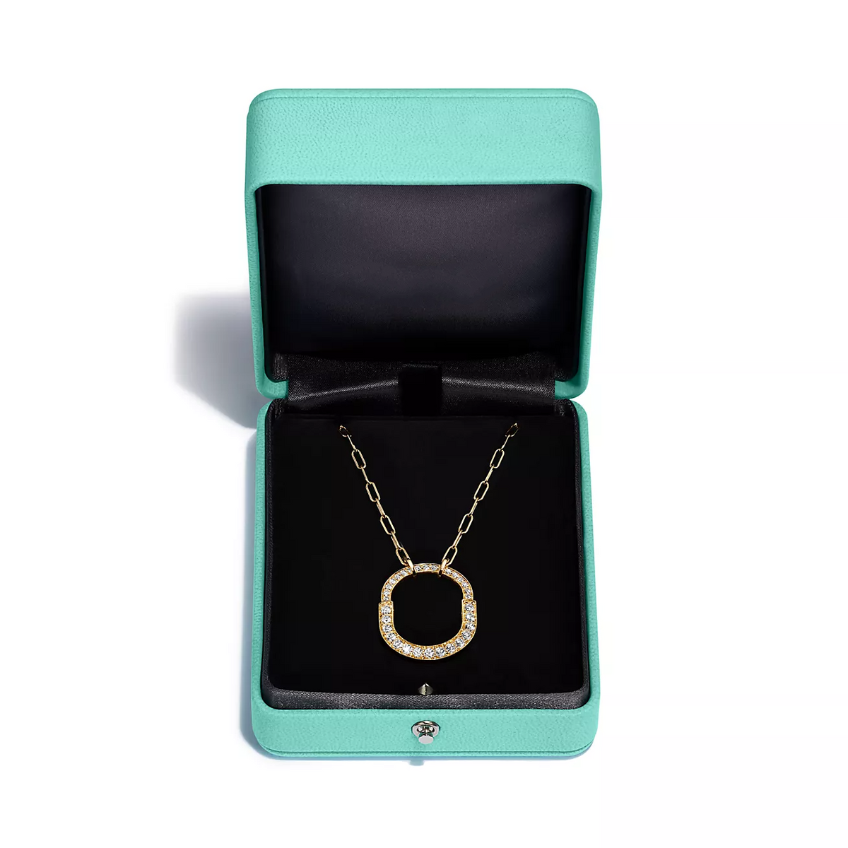 [Hevara Jewelry]LOCK NECKLACE MEDIUM PENDANT GOLD PAVED DIAMONDS