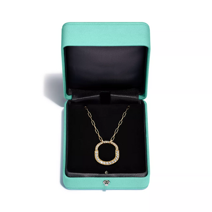 [Hevara Jewelry]LOCK NECKLACE MEDIUM PENDANT GOLD PAVED DIAMONDS