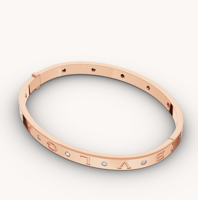 [⭐Hevara Jewelry]ZERO 1 PINK GOLD 12 DIAMONDS BRACELET