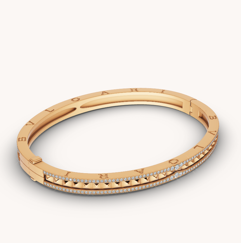 [⭐Hevara Jewelry]ZERO 1 SPIRAL AND PAVED DIAMOND GOLD BRACELET