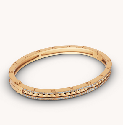 [⭐Hevara Jewelry]ZERO 1 SPIRAL AND PAVED DIAMOND GOLD BRACELET