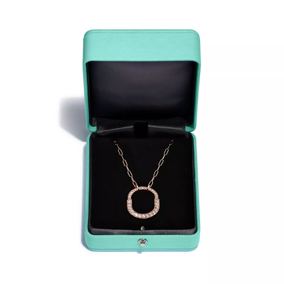[Hevara Jewelry]LOCK NECKLACE MEDIUM PENDANT PINK GOLD PAVED DIAMONDS