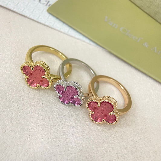 [⭐Hevara Jewelry]NEW ROSE QUARTZ FOUR-LEAF CLOVER RING