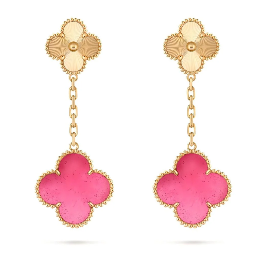 [⭐Hevara Jewelry]NEW CLOVER 2 MOTIF PINK ENAMEL EARRINGS