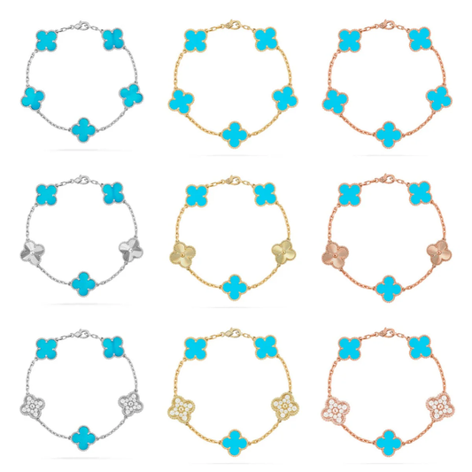 [⭐Hevara Jewelry] CLOVER 5 MOTIF TURQUOISE BRACELET COLLECTION
