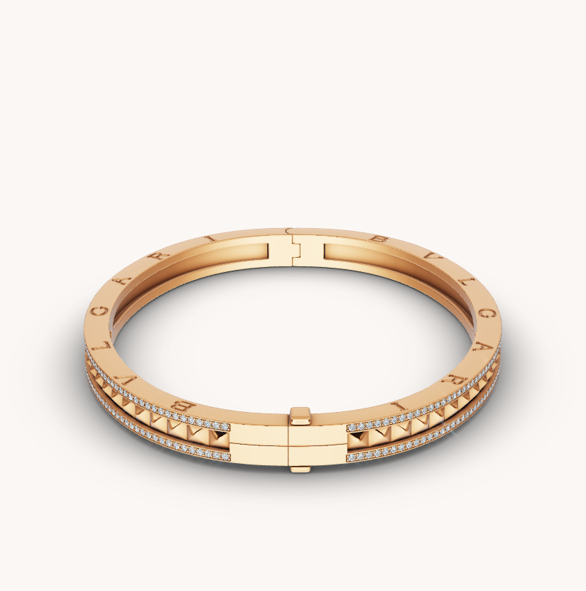 [⭐Hevara Jewelry]ZERO 1 SPIRAL AND PAVED DIAMOND GOLD BRACELET
