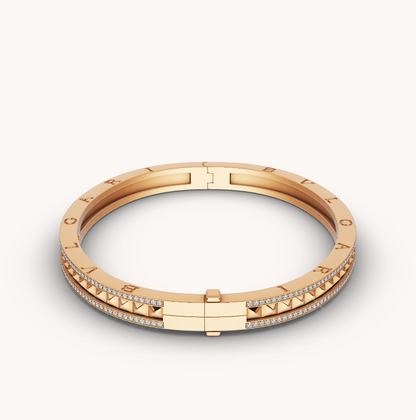 [⭐Hevara Jewelry]ZERO 1 SPIRAL AND PAVED DIAMOND GOLD BRACELET