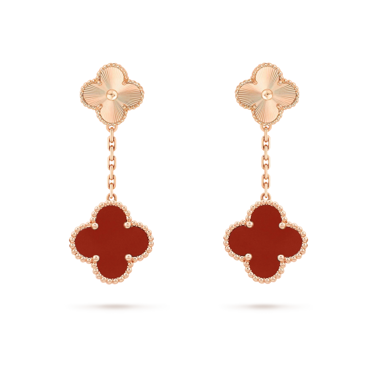 [⭐Hevara Jewelry]CLOVER 2 MOTIF  LASER CARNELIAN EARRINGS