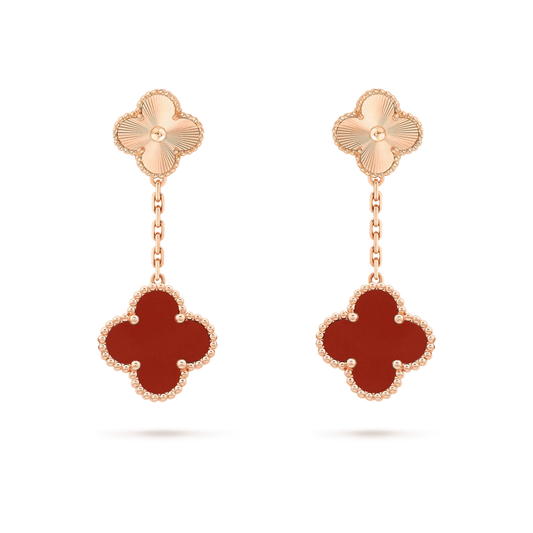 [⭐Hevara Jewelry]CLOVER 2 MOTIF  LASER CARNELIAN EARRINGS