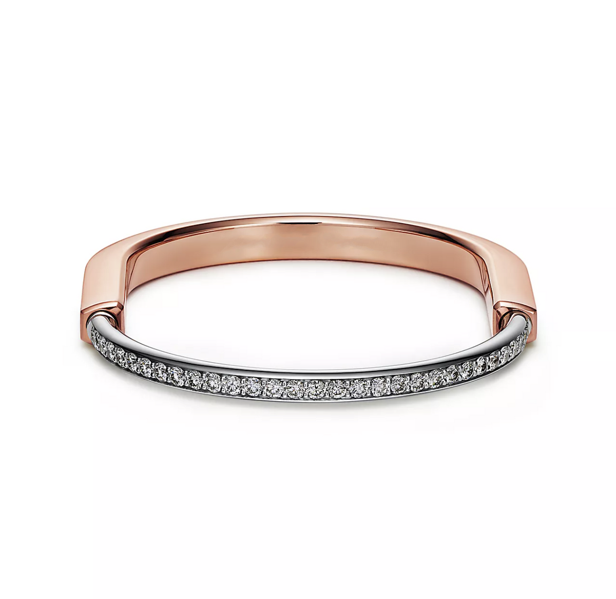 [Hevara Jewelry]LOCK BRACELET ROSE AND WHITE GOLD DIAMOND