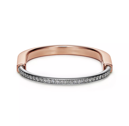 [Hevara Jewelry]LOCK BRACELET ROSE AND WHITE GOLD DIAMOND