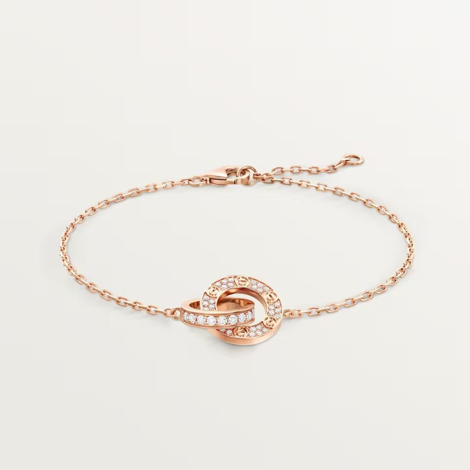 [⭐Hevara Jewelry]LOVE DOUBLE RING FULL DIAMOND BRACELET