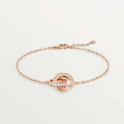 [⭐Hevara Jewelry]LOVE DOUBLE RING FULL DIAMOND BRACELET