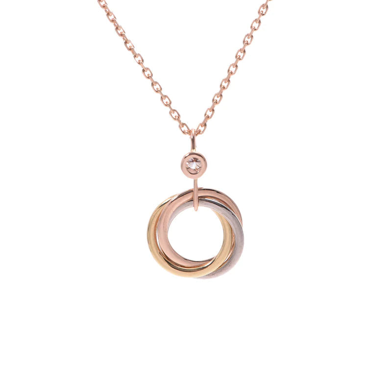 [⭐Hevara Jewelry]TRINITY SILVER GOLD PINK GOLD NECKLACE