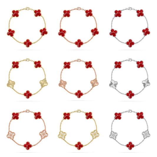 [⭐Hevara Jewelry]CLOVER 5 MOTIF RED PATTERN BRACELET COLLECTION