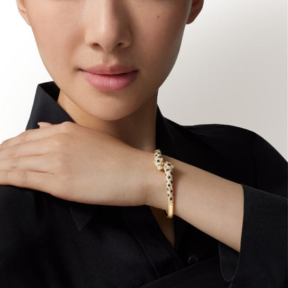 [⭐Hevara Jewelry]PANTHERE DOUBLE HEADED HALF DIAMOND OPEN BRACELET