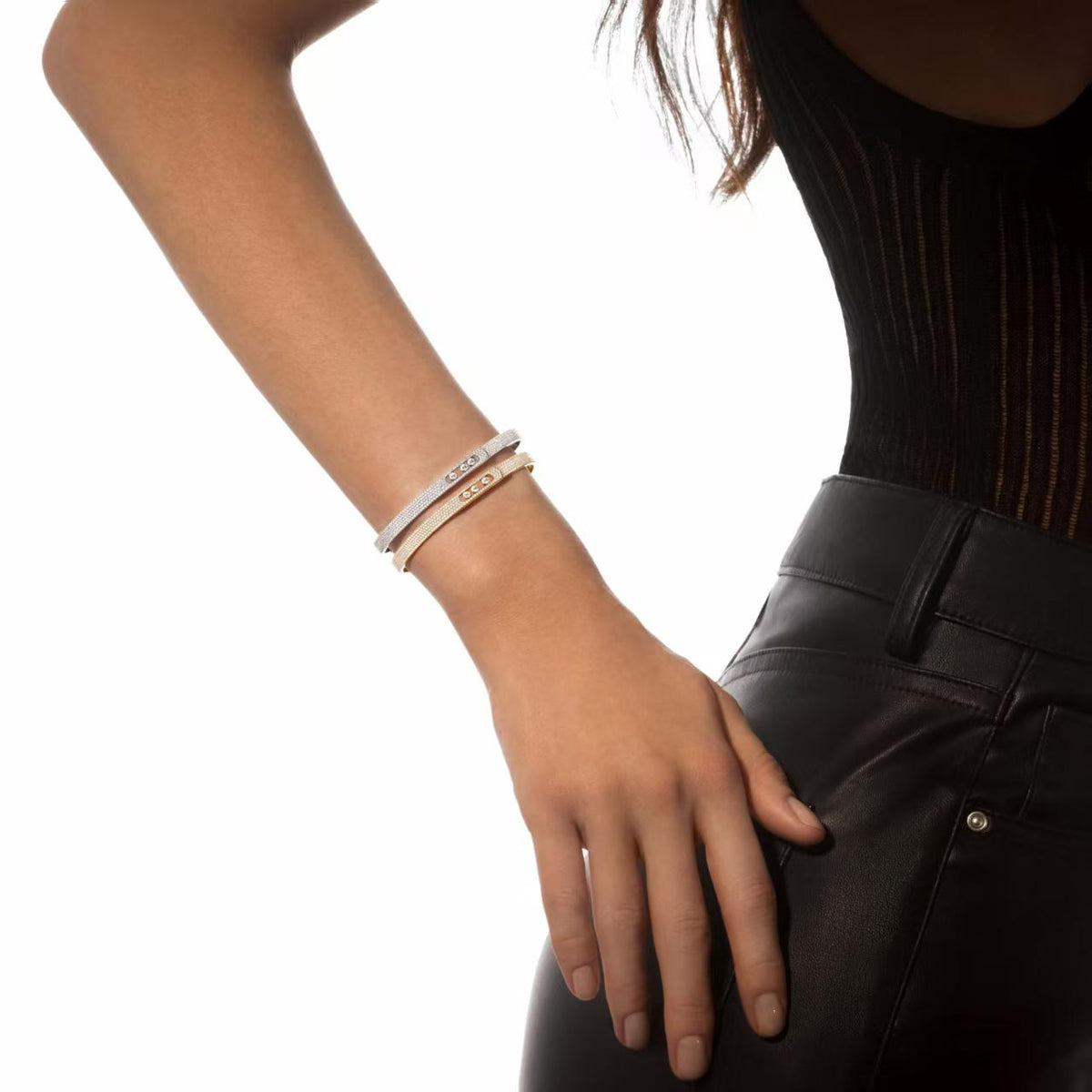 [⭐Hevara Jewelry]Move Noa Full Pavé Diamond Bangle Bracelet