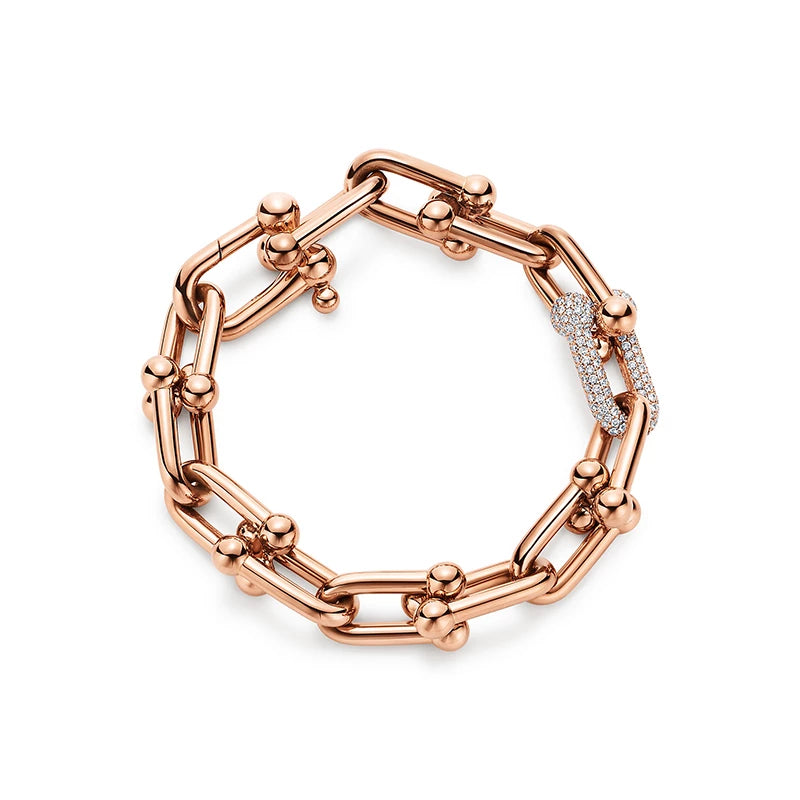 [Hevara Jewelry]HARDWEAR BRACELET PINK GOLD AND SILVER DIAMOND
