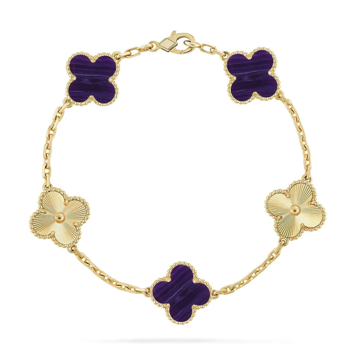 [⭐Hevara Jewelry]CLOVER 5 MOTIF PURPLE STRIPES BRACELET COLLECTION