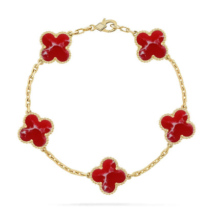 [⭐Hevara Jewelry]CLOVER 5 MOTIF RED PATTERN BRACELET COLLECTION