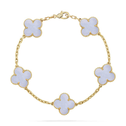 [⭐Hevara Jewelry] CLOVER 5 MOTIF PURPLE CHALCEDONY BRACELET COLLECTION