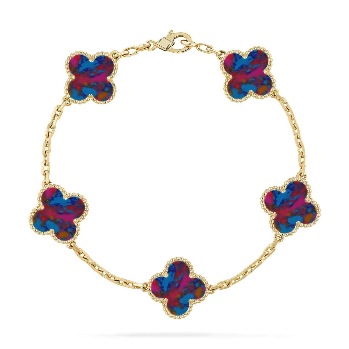 [⭐Hevara Jewelry]CLOVER 5 MOTIF COLOR GEMSTONES BRACELET COLLECTION