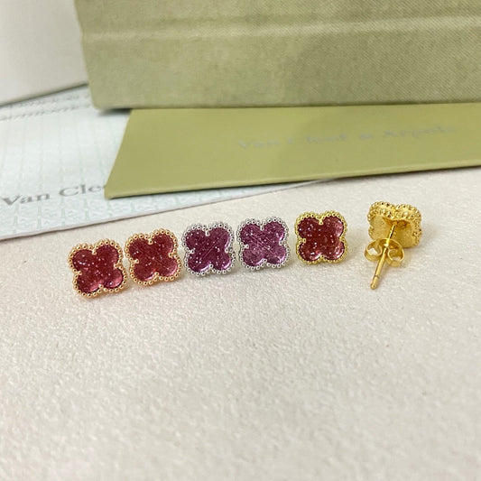 [⭐Hevara Jewelry]2026 NEW MINI CLOVER 1 MOTIF  BUBBLE PINK ENAMEL