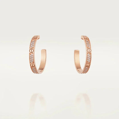 [⭐Hevara Jewelry]LOVE DIAMOND PINK GOLD HOOP EARRINGS
