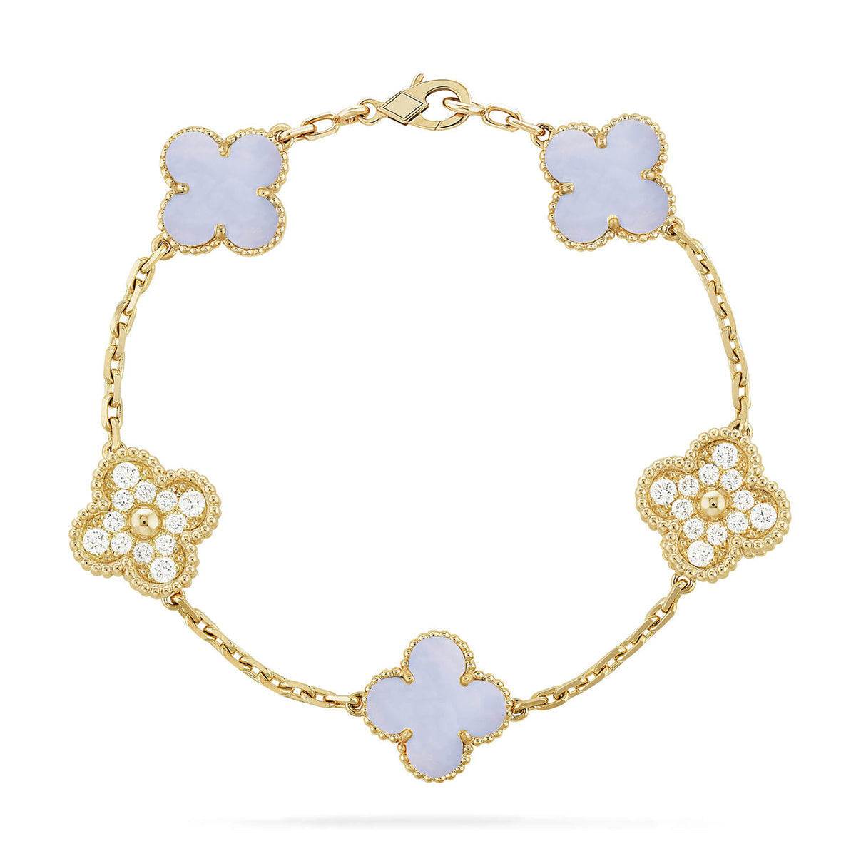[⭐Hevara Jewelry] CLOVER 5 MOTIF PURPLE CHALCEDONY BRACELET COLLECTION