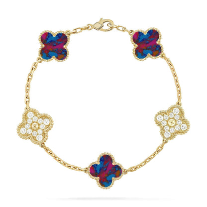 [⭐Hevara Jewelry]CLOVER 5 MOTIF COLOR GEMSTONES BRACELET COLLECTION